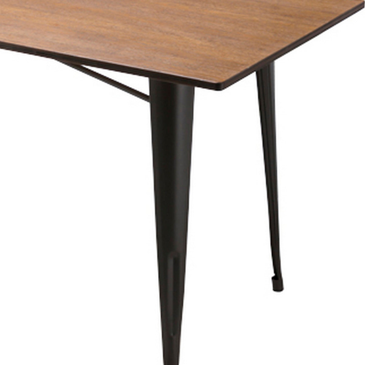 Matie 55 Inch Dining Table, Rectangular Wood Top, Metal Legs, Gray Finish - BM312253