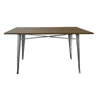 Matie 55 Inch Dining Table, Rectangular Wood Top, Metal Legs, Natural - BM312254