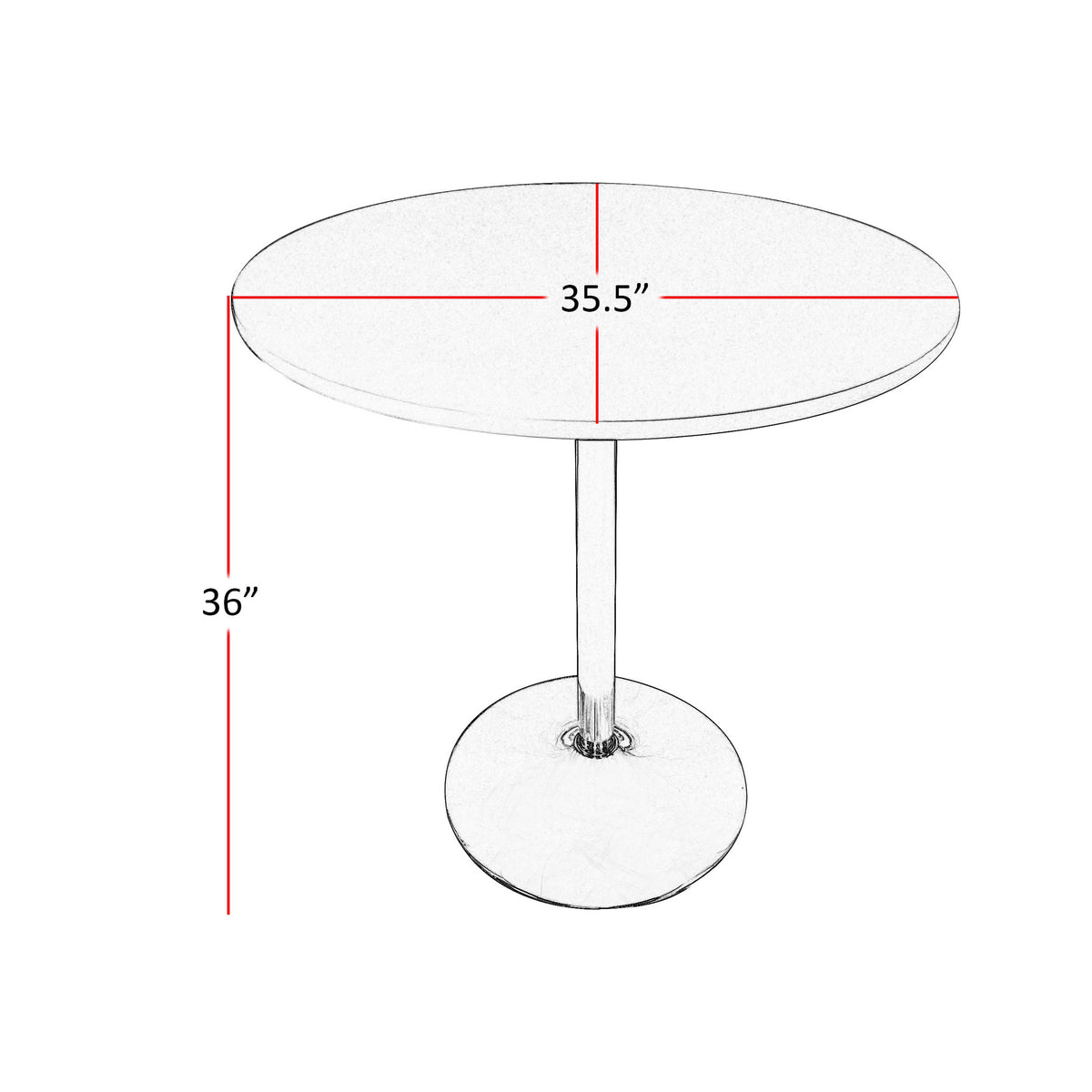 Mari 36 Inch Counter Height Table, Black Round Top and Stainless Steel Base - BM312264