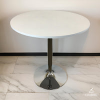 Mari 36 Inch Counter Height Table, White Round Top and Stainless Steel Base - BM312265