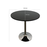 Mari 36 Inch Dining Table, Smooth Black Round Top and Stainless Steel Base - BM312266