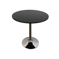 Mari 36 Inch Dining Table, Smooth Black Round Top and Stainless Steel Base - BM312266