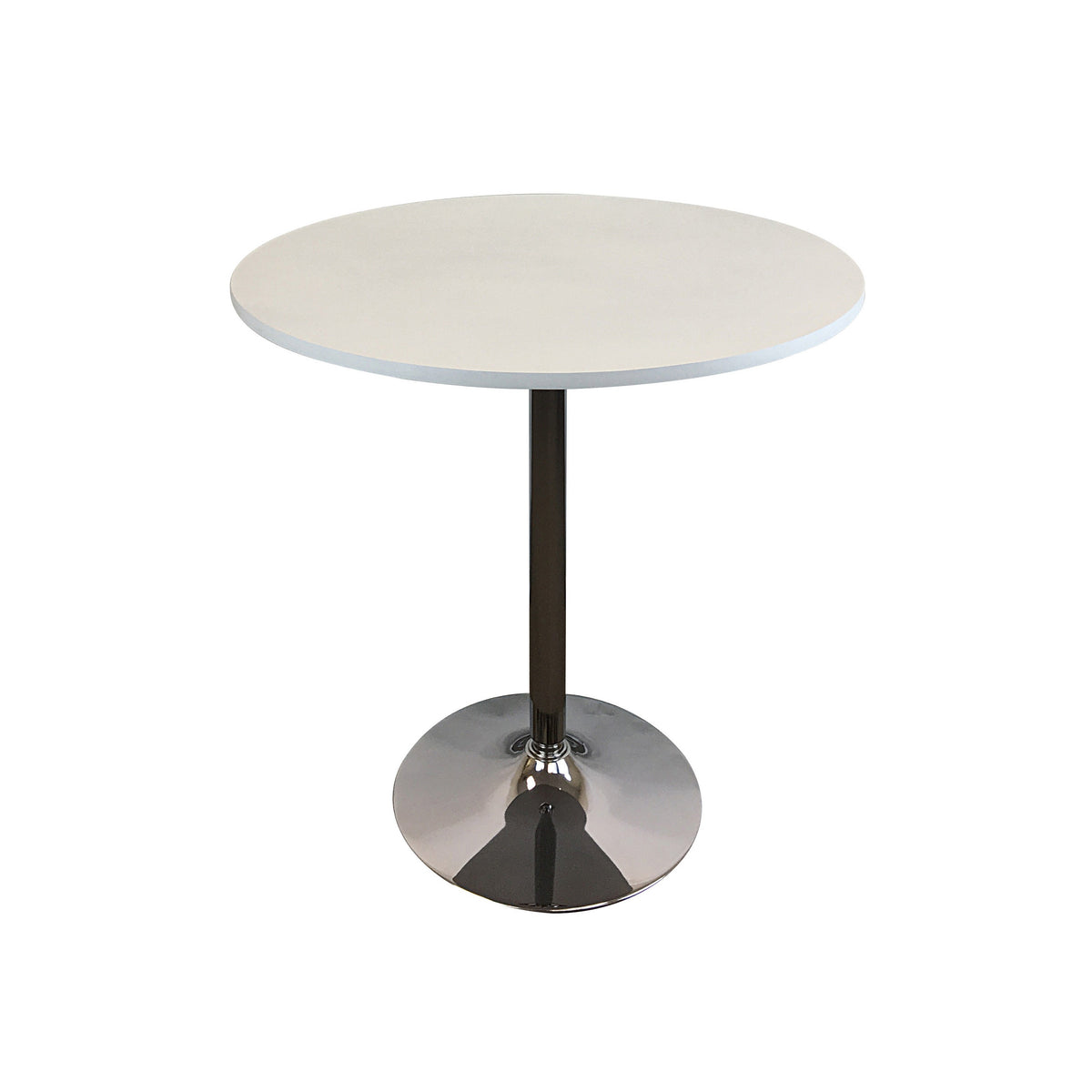 Mari 36 Inch Dining Table, Smooth White Round Top and Stainless Steel Base - BM312267