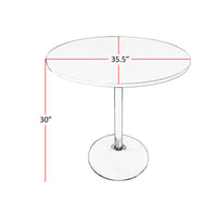 Mari 36 Inch Dining Table, Smooth White Round Top and Stainless Steel Base - BM312267