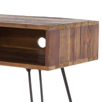 48 Inch Writing Desk, Industrial Style, 2 Brown Wood Shelves, Metal Legs - BM312273