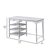 Gia 48 Inch Writing Desk, 1 Drawer, 3 Shelves, Metal, White Wood Frame - BM312287