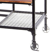 48 Inch Writing Desk, Industrial Caster Wheels, Metal Frame, Solid Wood Top - BM312292