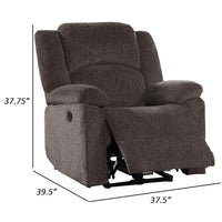 Cerys 40 Inch Power Recliner Chair, USB, Soft Dark Brown Chenille Fabric - BM312304