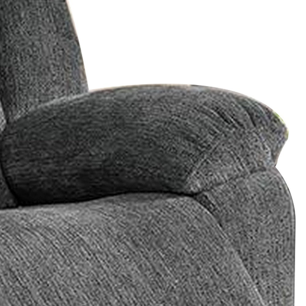 Cerys 40 Inch Power Recliner, USB, Plush Cushioned Gray Chenille Fabric - BM312305