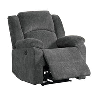 Cerys 40 Inch Power Recliner, USB, Plush Cushioned Gray Chenille Fabric - BM312305