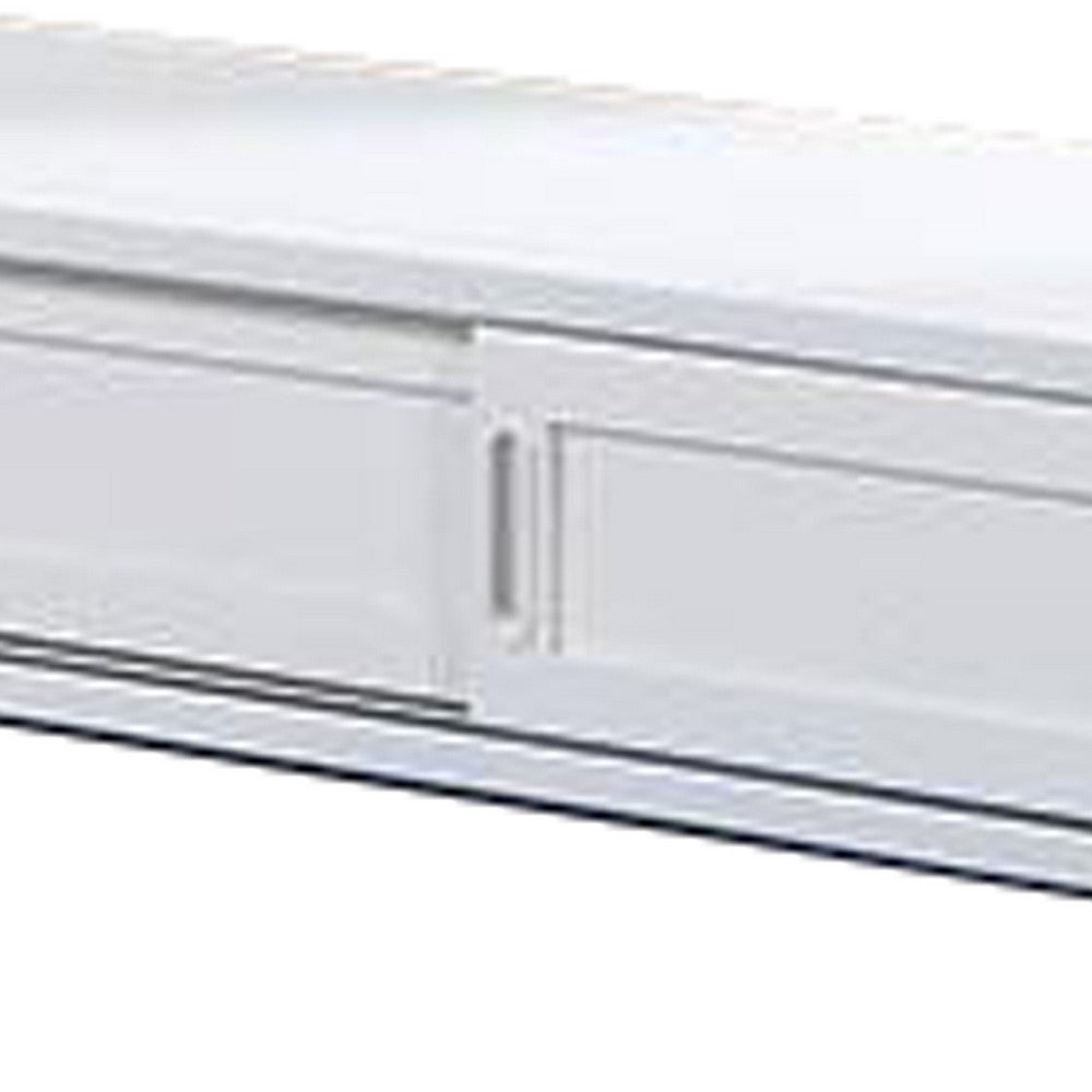 80 Inch Underbed Storage with Sliding Doors, Rectangular Shape, White Wood - BM312306