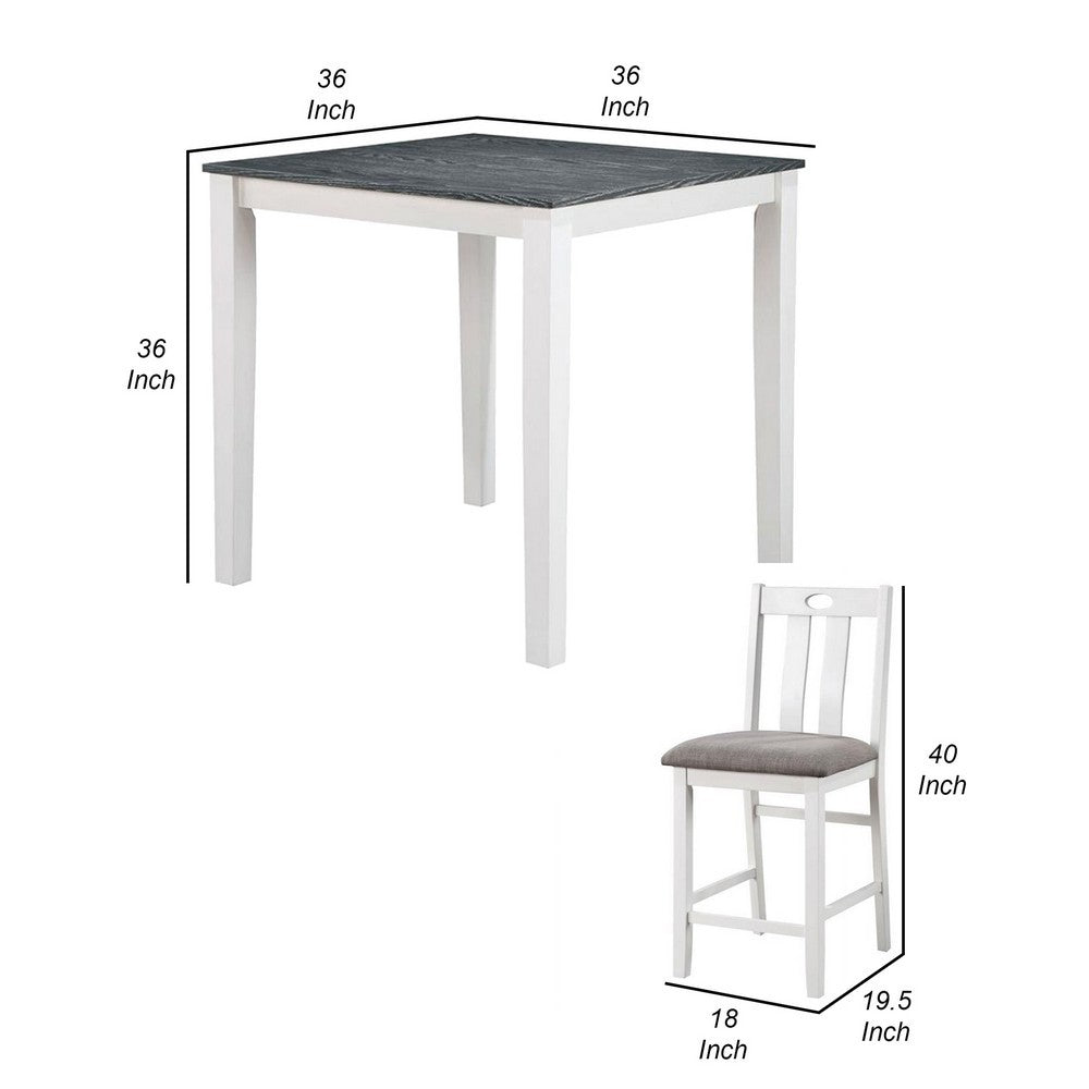 Helio 5 Piece Counter Height Dining Table and Chairs Set, White Wood, Gray - BM312307