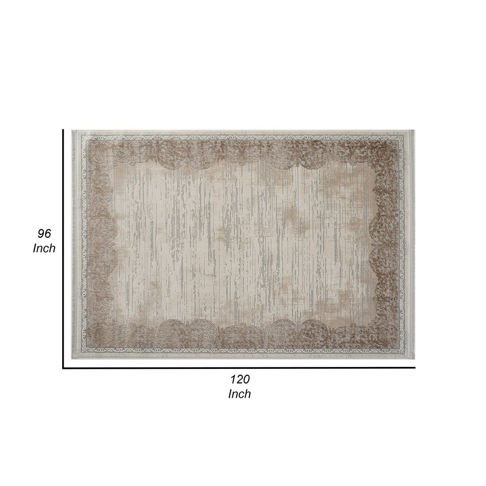 Trix 8 x 10 Large Area Rug, Persian Pattern, Lark Backing, Beige Cotton - BM312335