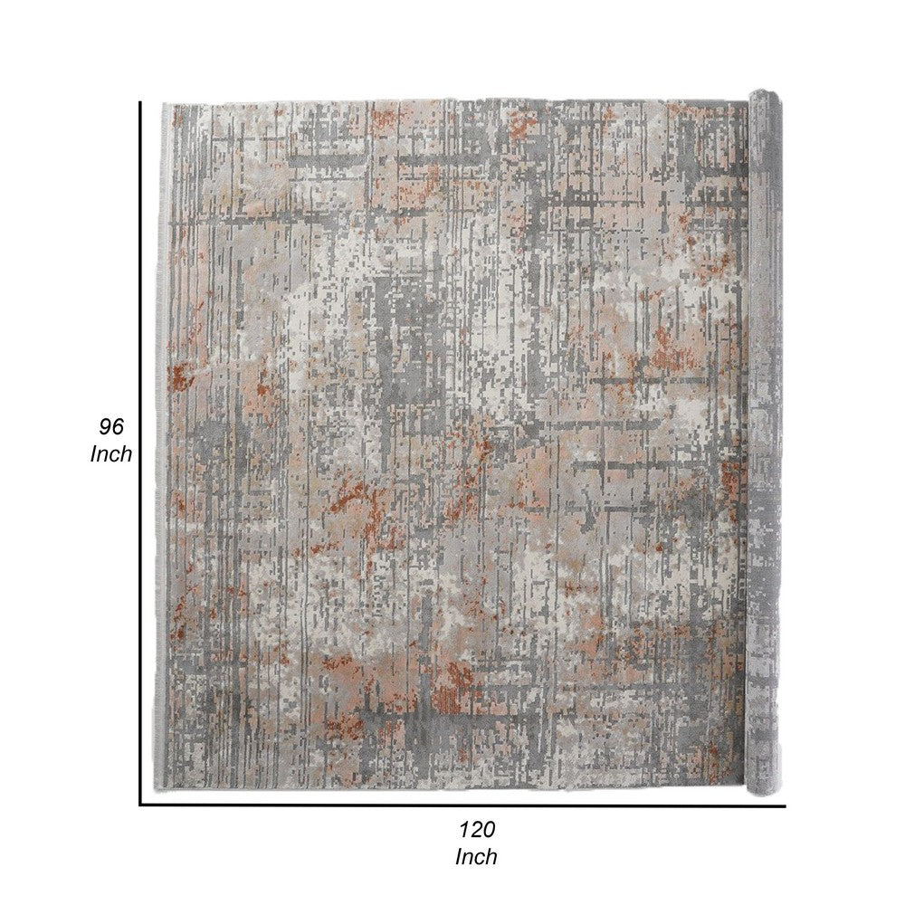 Trix 8 x 10 Large Area Rug, Distressed Gray, Cream, and Orange Cotton - BM312338