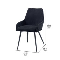 Nori 25 Inch Side Dining Chair Set of 2, Ergonomic Low Armrests Black Linen - BM312343