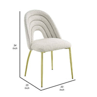 Inch 25 Inch Side Dining Chair Set of 2, White Teddy Sherpa, Gold Legs - BM312344