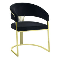 Verie 22 Inch Side Dining Chair, Gold Base, Padded Black Velvet - BM312345