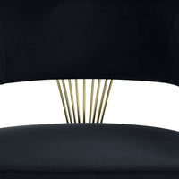 Verie 22 Inch Side Dining Chair Set of 2, Gold Base, Padded Black Velvet - BM312345