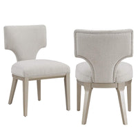 Kyna 21 Inch Side Dining Chair Set of 2, Curved Backrest, Champagne Linen - BM312348