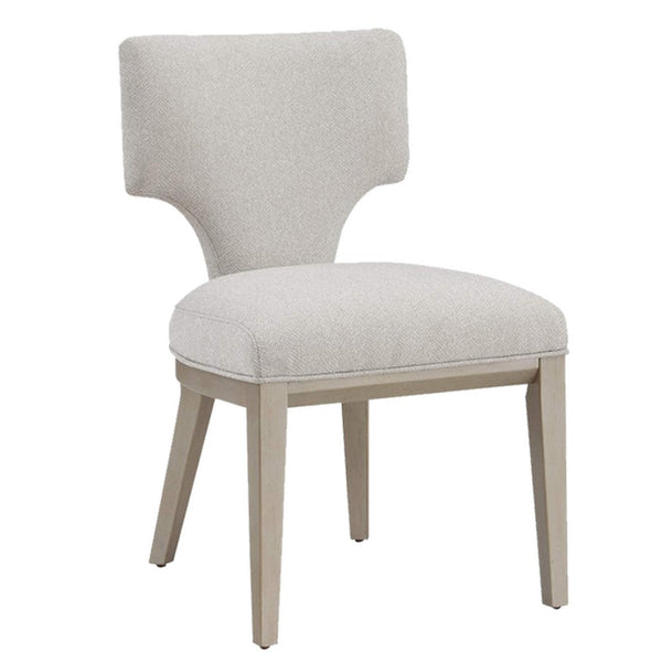 Kyna 21 Inch Side Dining Chair Set of 2, Curved Backrest, Champagne Linen - BM312348