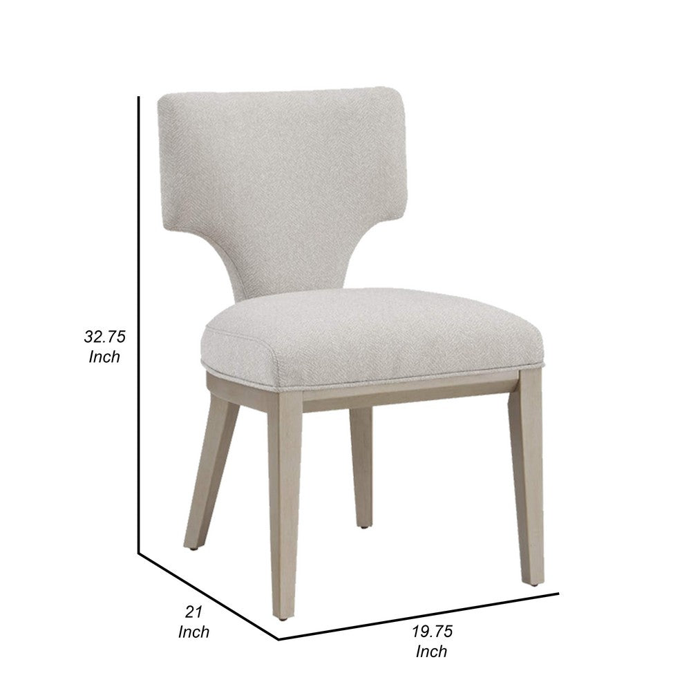 Kyna 21 Inch Side Dining Chair Set of 2, Curved Backrest, Champagne Linen - BM312348