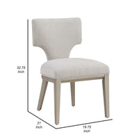 Kyna 21 Inch Side Dining Chair Set of 2, Curved Backrest, Champagne Linen - BM312348