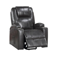 Evans 37 Inch Recliner Chair, Power Lift, Cupholders, Gray Faux Leather - BM312353