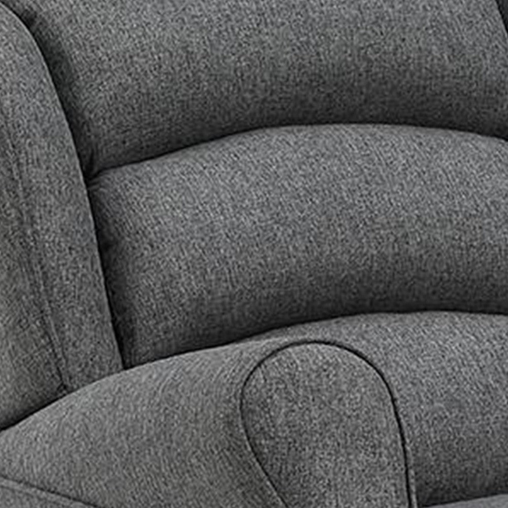 34 Inch Rocking Chair, Wood Frame, Channel Tufted Gray Fabric Upholstery - BM312354