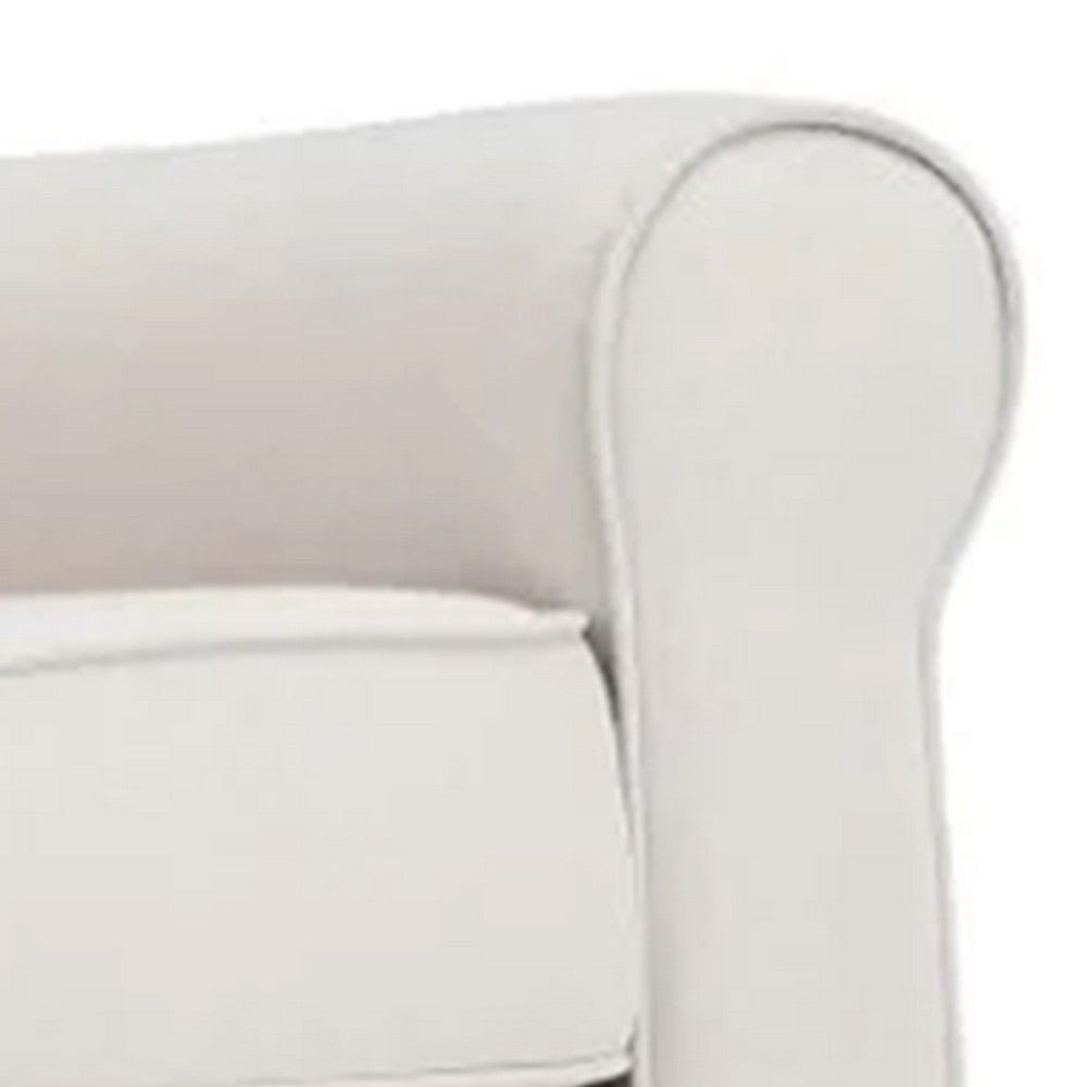 37 Inch Rocking Chair, Pocket Coil Seat, Wood Frame, Soft Beige Upholstery - BM312355