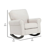 37 Inch Rocking Chair, Pocket Coil Seat, Wood Frame, Soft Beige Upholstery - BM312355