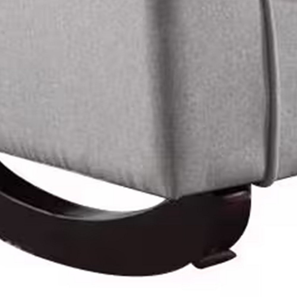 34 Inch Rocking Chair, Wood Frame, Vertical Channel Tufted Gray Linen - BM312356