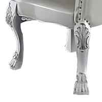 Ally 25 Inch Side Chair Set of 2, Curved Top, Carved Scrolled Motifs, White - BM312360