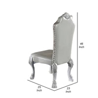 Ally 25 Inch Side Chair Set of 2, Curved Top, Carved Scrolled Motifs, White - BM312360
