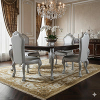Ally 25 Inch Side Chair Set of 2, Curved Top, Carved Scrolled Motifs, White - BM312360