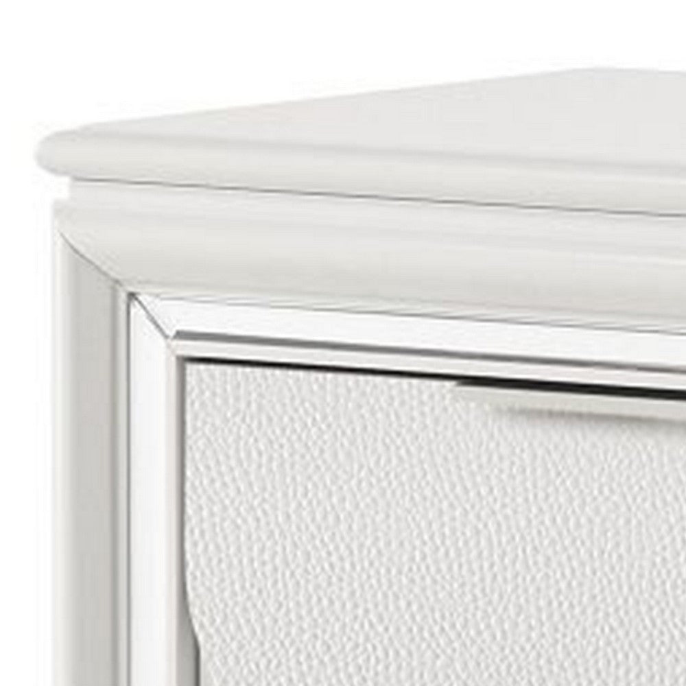 Rara 30 Inch Nightstand, 2 Drawers, Mirror Trim, Acrylic Legs, White - BM312377