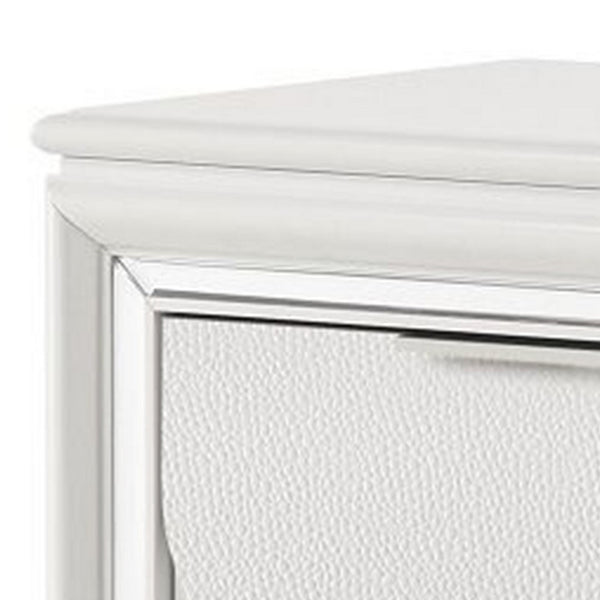 Rara 30 Inch Nightstand, 2 Drawers, Mirror Trim, Acrylic Legs, White - BM312377