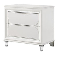 Rara 30 Inch Nightstand, 2 Drawers, Mirror Trim, Acrylic Legs, White - BM312377