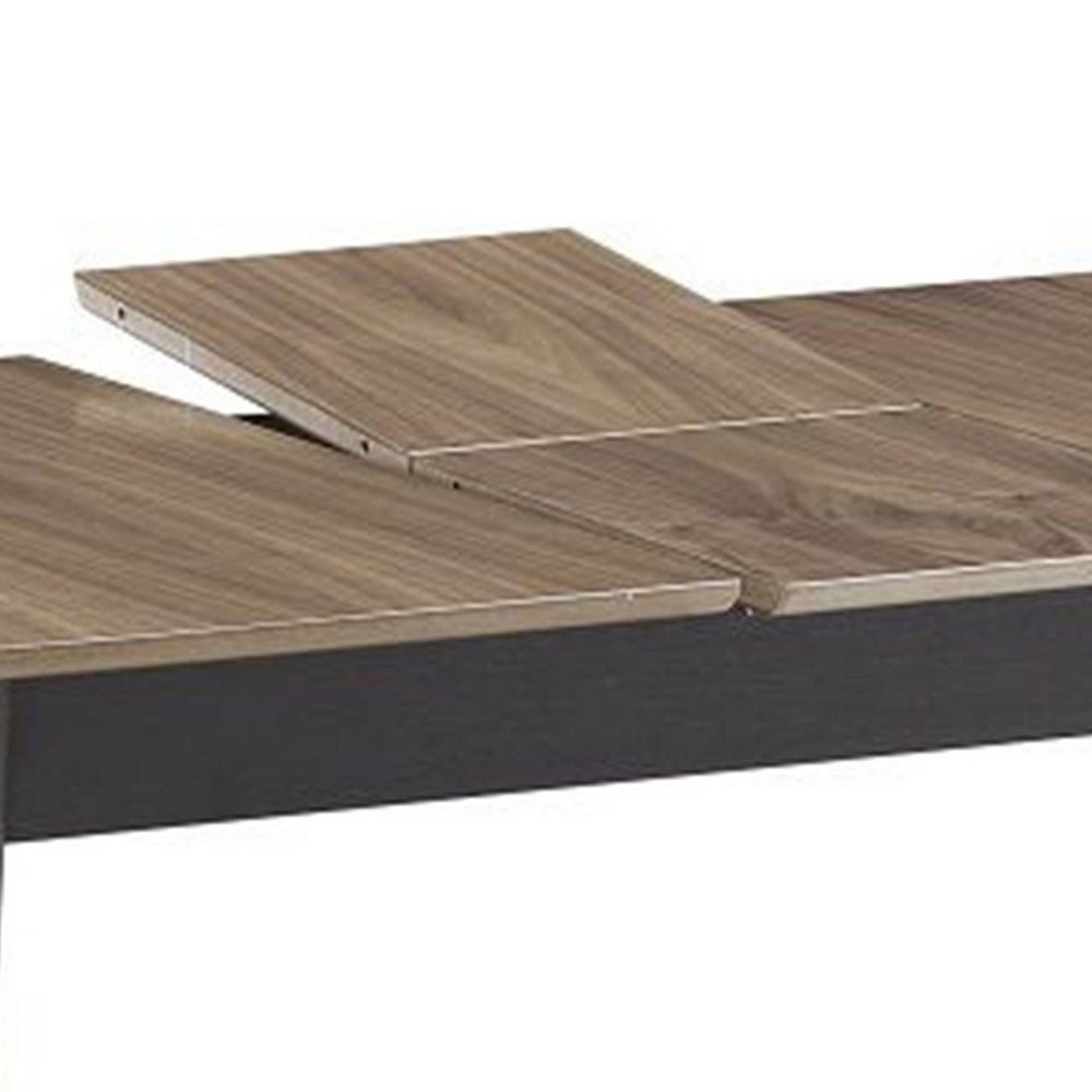 Anae 51-63 Inch Dining Table, Butterfly Leaf, Brown Wood Top, Black Legs - BM312380