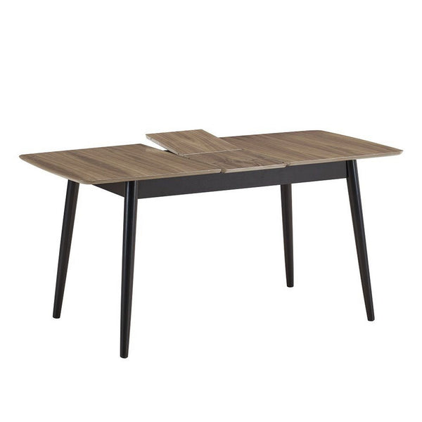 Anae 51-63 Inch Dining Table, Butterfly Leaf, Brown Wood Top, Black Legs - BM312380