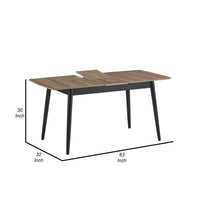 Anae 51-63 Inch Dining Table, Butterfly Leaf, Brown Wood Top, Black Legs - BM312380