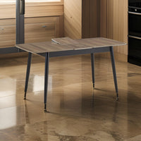 Anae 51-63 Inch Dining Table, Butterfly Leaf, Brown Wood Top, Black Legs - BM312380