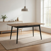 Anae 51-63 Inch Dining Table, Butterfly Leaf, Brown Wood Top, Black Legs - BM312380