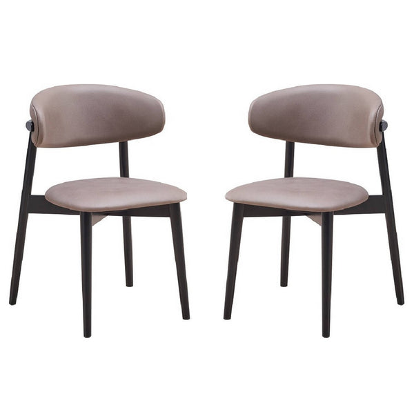 Anae 23 Inch Side Dining Chair Set of 2, Turned Legs, Gray Fabric, Black - BM312381