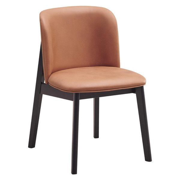 Iora 22 Inch Side Dining Chair Set of 2, Ergonomic, Brown Fabric, Black - BM312383