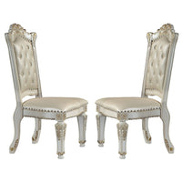 Doe 27 Inch Side Dining Chair Set of 2, Nailhead, Tufted White Faux Leather - BM312387