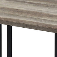 Nori 47 Inch Coffee Table, Distressed Brown Top, Black Metal Slatted Base - BM312391