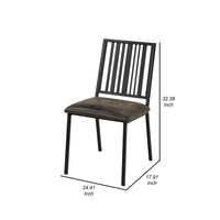 Nori 24 Inch Side Dining Chair Set of 2, Slatted Back, Faux Leather, Black - BM312393