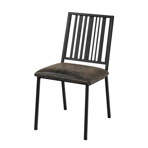 Nori 24 Inch Side Dining Chair Set of 2, Slatted Back, Faux Leather, Black - BM312393