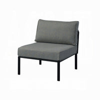 Rain 33 Inch Patio Side Chair, Armless, Sectional, Black Metal, Gray Fabric - BM312394