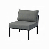 Rain 33 Inch Patio Side Chair, Armless, Sectional, Black Metal, Gray Fabric - BM312394